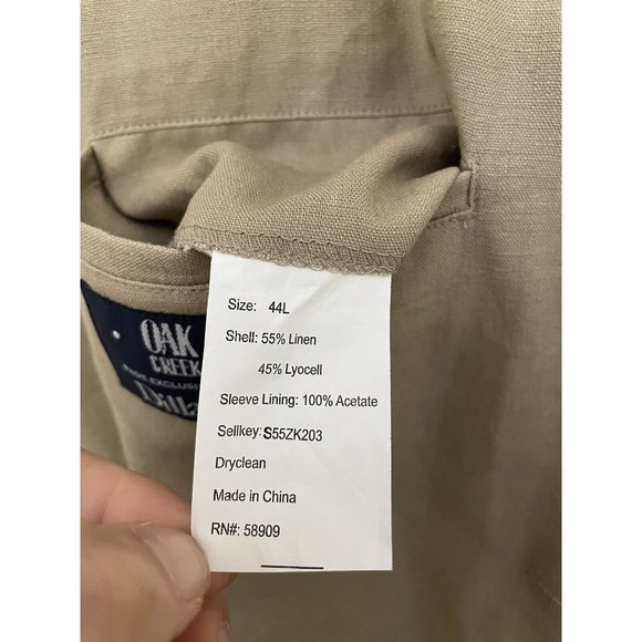 Oak Creek Dillards 3 Button Beige Linen Blend Jacket Blazer‎ Sport Coat  Sz 44L - Picture 11 of 12